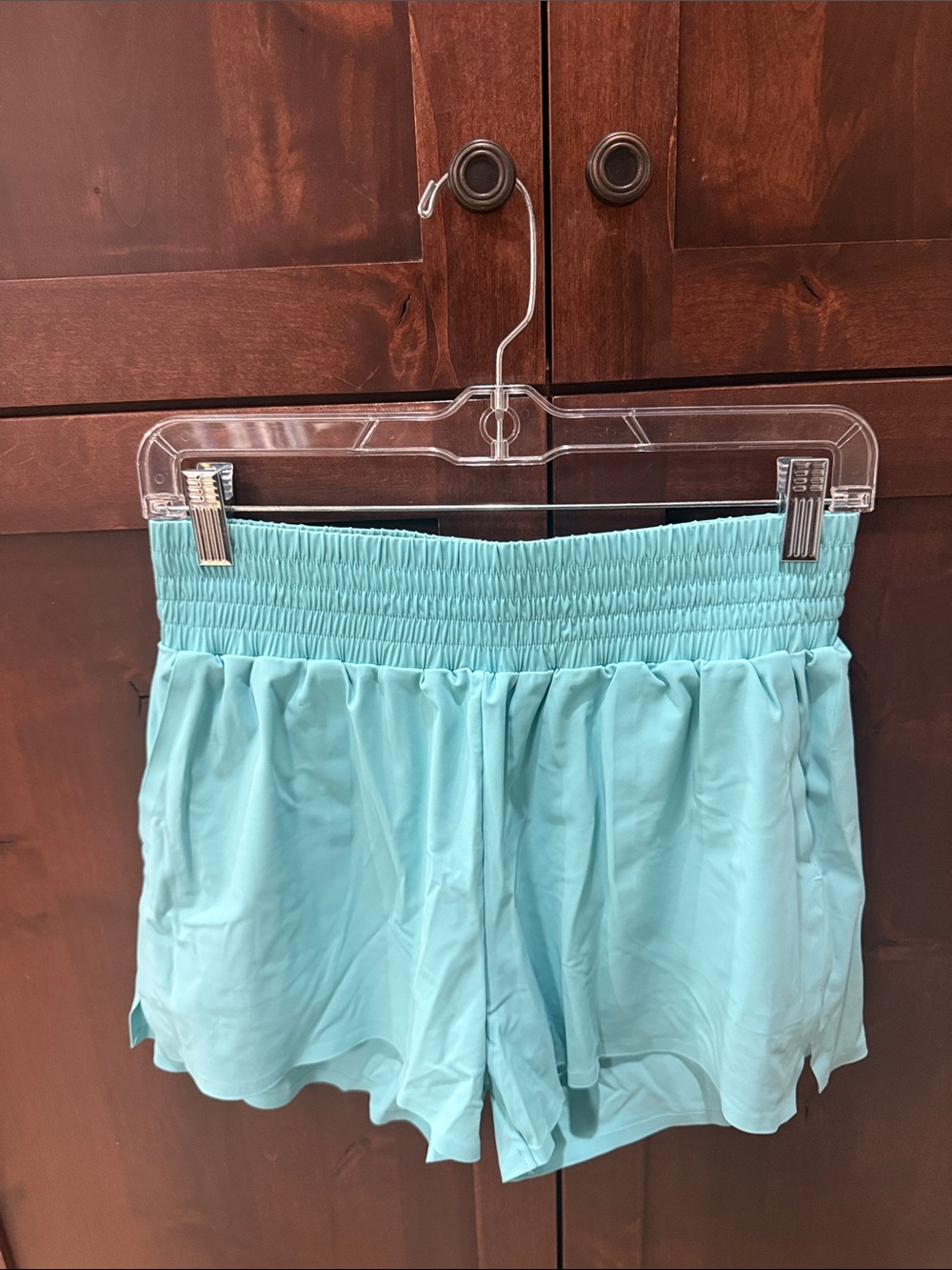 ZYIA Light Aqua Smocked Waist Athletic Shorts
